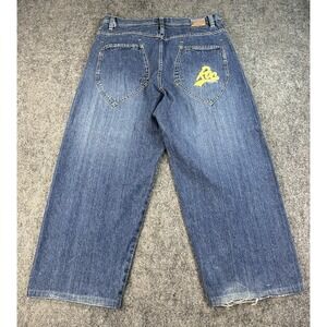 Vintage Rocawear Jeans Mens 38x27 Yellow Rapper Baggy Wide Leg Y2K Hip Hop